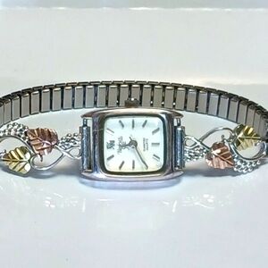 Genuine Black Hills Gold Diamond Quartz Watch w/ Black Hills Gold & Silver Band